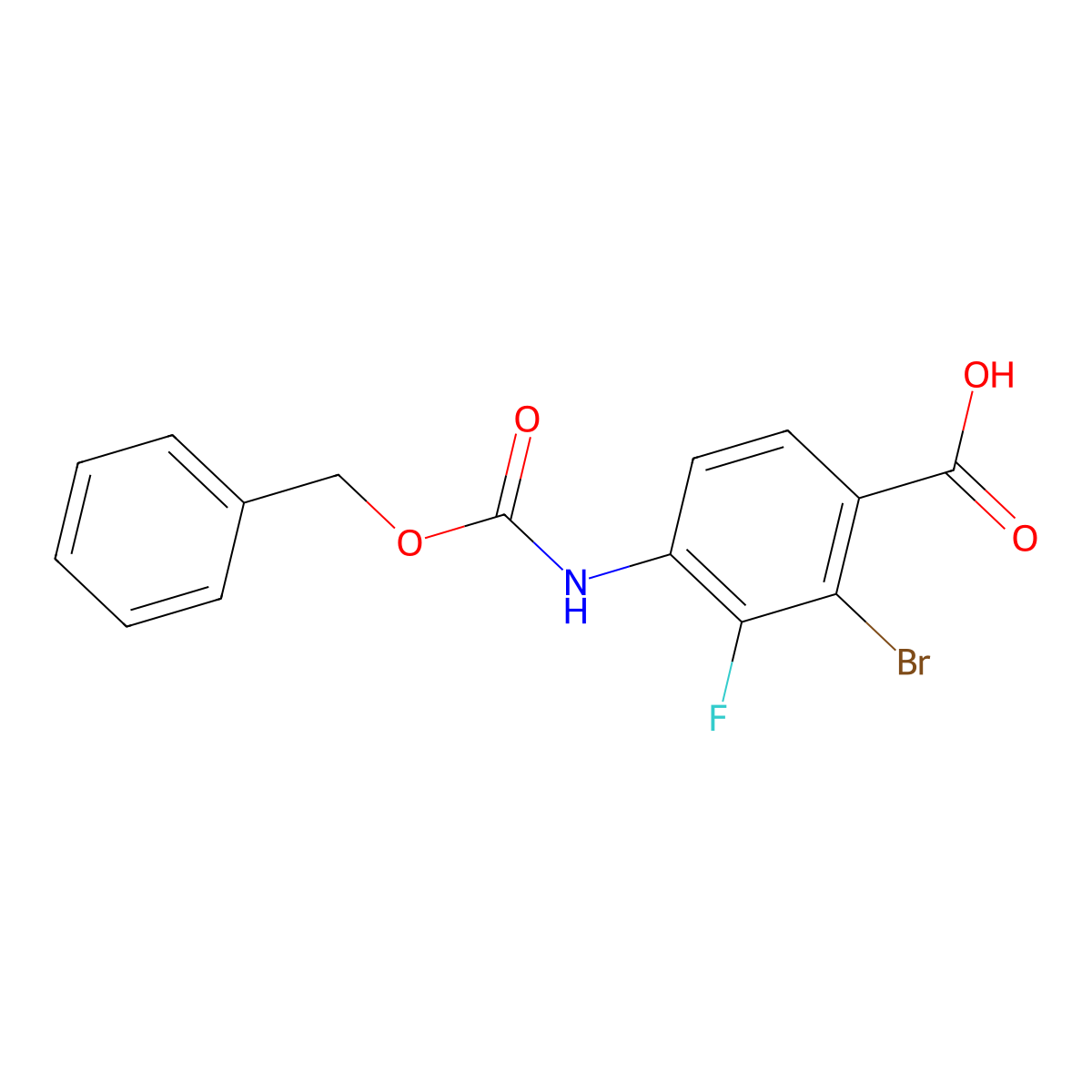 4-{[(Benzyloxy)carbonyl]amino}-2-bromo-3-fluorobenzoic acid molecular structure, CAS 2580243-40-7