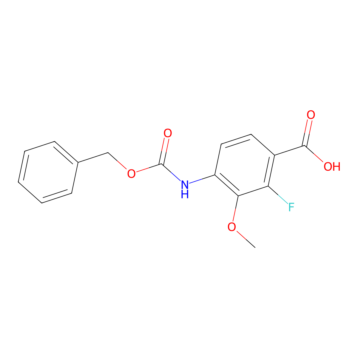 4-{[(Benzyloxy)carbonyl]amino}-2-fluoro-3-methoxybenzoic acid molecular structure, CAS 2580243-41-8