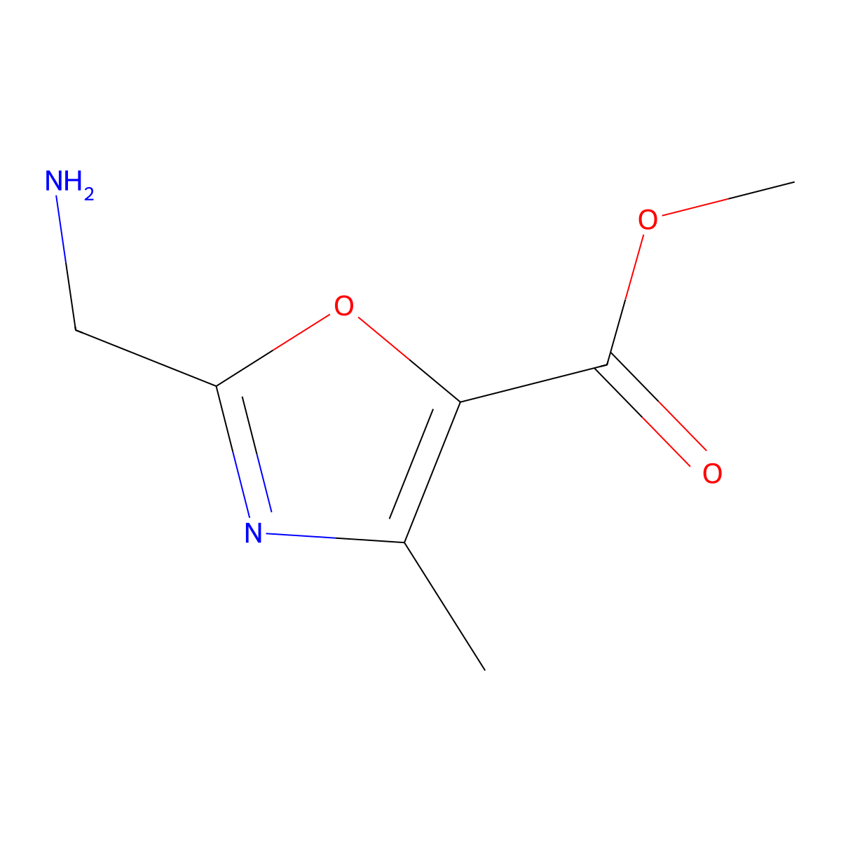 Methyl 2-(aminomethyl)-4-methyl-1,3-oxazole-5-carboxylate molecular structure, CAS 2580243-44-1