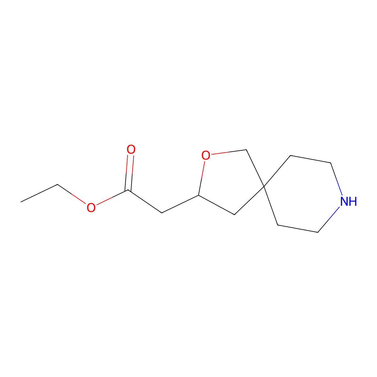 Ethyl 2-{2-oxa-8-azaspiro[4.5]decan-3-yl}acetate molecular structure, CAS 2580243-49-6