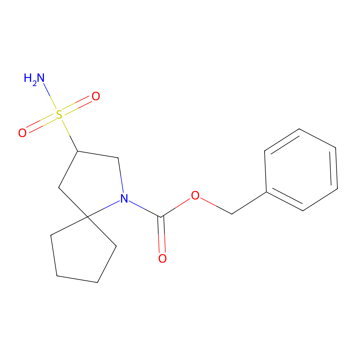 Benzyl 3-sulfamoyl-1-azaspiro[4.4]nonane-1-carboxylate molecular structure, CAS 2580243-51-0