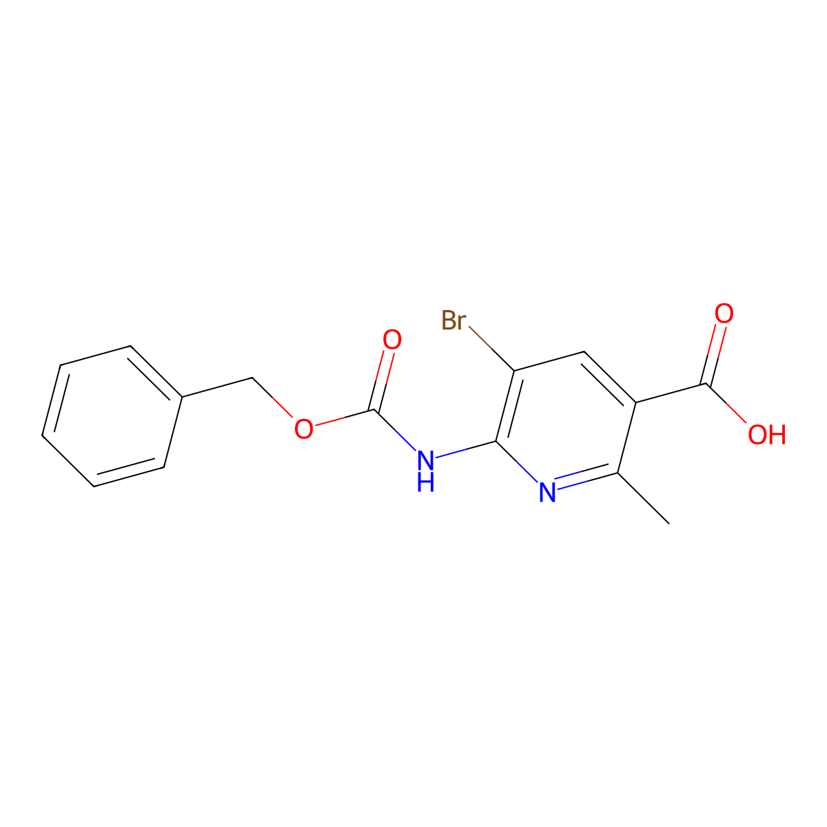 6-{[(Benzyloxy)carbonyl]amino}-5-bromo-2-methylpyridine-3-carboxylic acid molecular structure, CAS 2580243-52-1