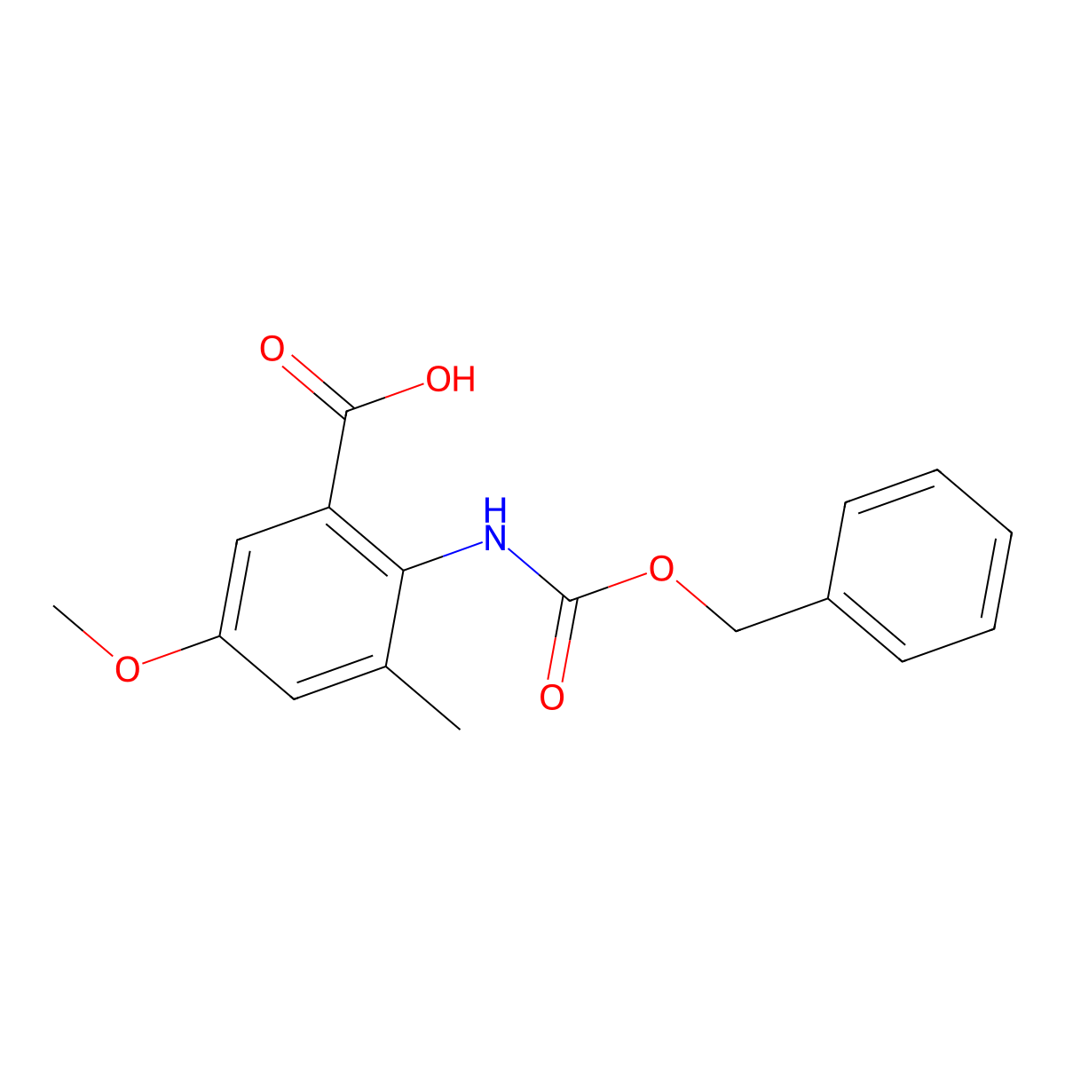 2-{[(Benzyloxy)carbonyl]amino}-5-methoxy-3-methylbenzoic acid molecular structure, CAS 2580243-58-7