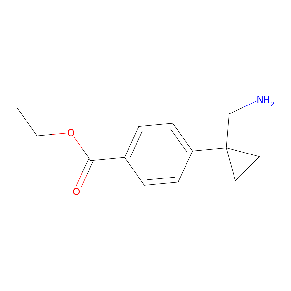 Ethyl 4-[1-(aminomethyl)cyclopropyl]benzoate molecular structure, CAS 2580243-59-8