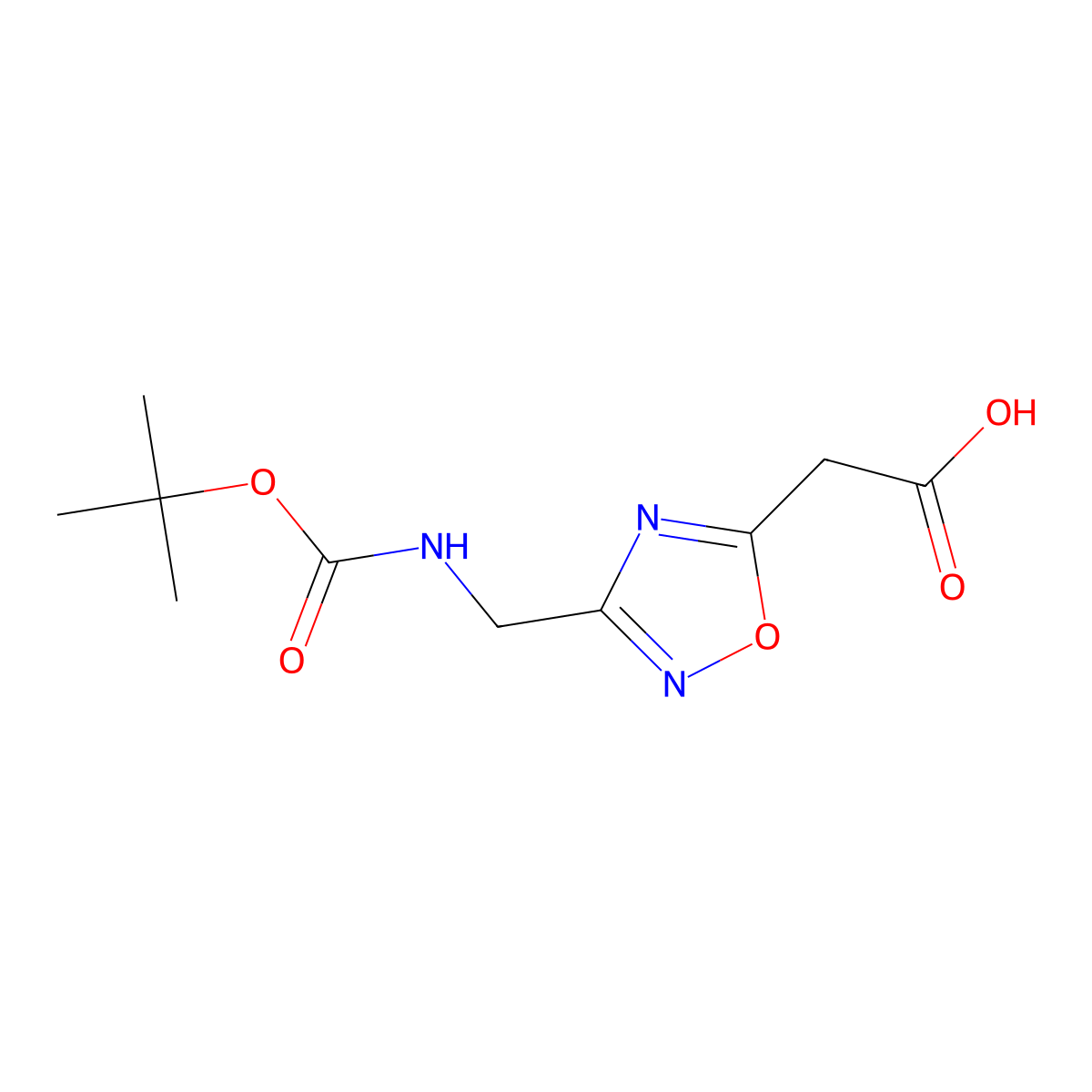 2-[3-({[(Tert-butoxy)carbonyl]amino}methyl)-1,2,4-oxadiazol-5-yl]acetic acid molecular structure, CAS 2580243-62-3