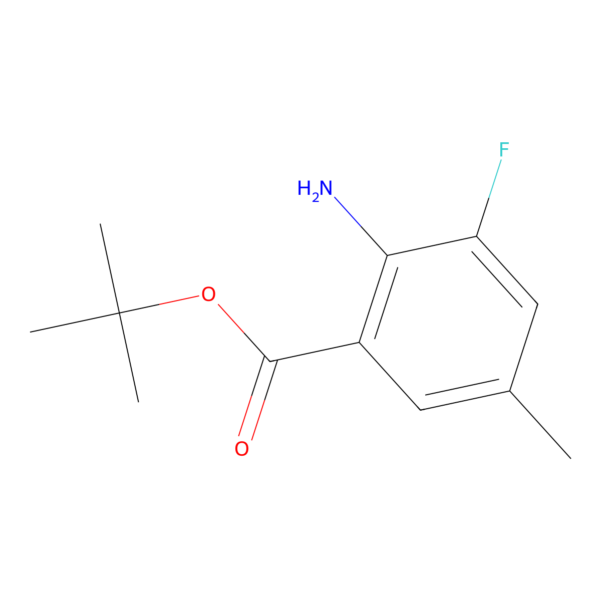 Tert-butyl 2-amino-3-fluoro-5-methylbenzoate molecular structure, CAS 2580243-66-7
