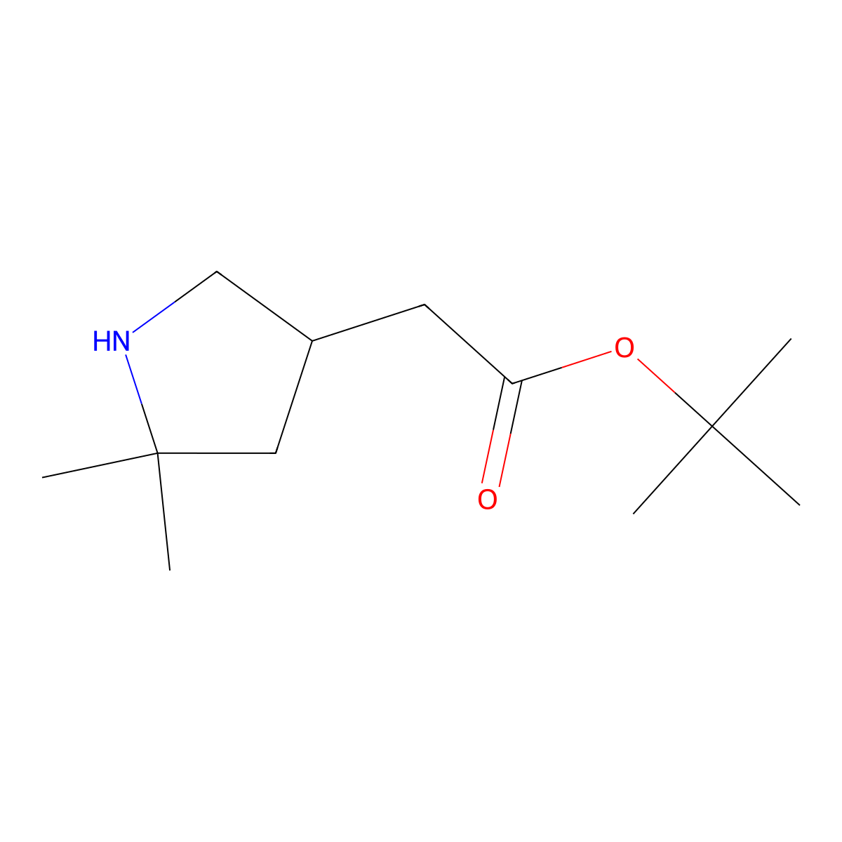 Tert-butyl 2-(5,5-dimethylpyrrolidin-3-yl)acetate molecular structure, CAS 2580243-69-0