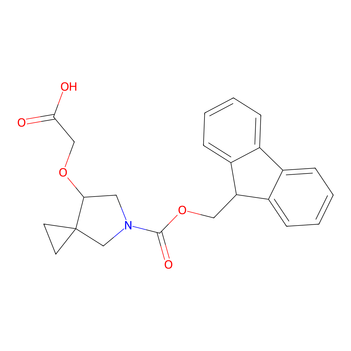 2-[(5-{[(9H-fluoren-9-yl)methoxy]carbonyl}-5-azaspiro[2.4]heptan-7-yl)oxy]acetic acid molecular structure, CAS 2580243-78-1