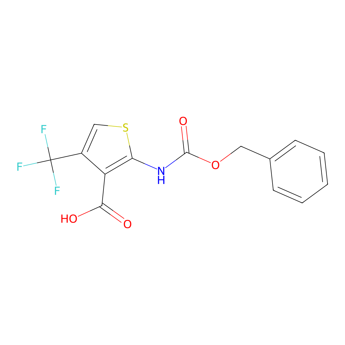 2-{[(Benzyloxy)carbonyl]amino}-4-(trifluoromethyl)thiophene-3-carboxylic acid molecular structure, CAS 2580243-81-6