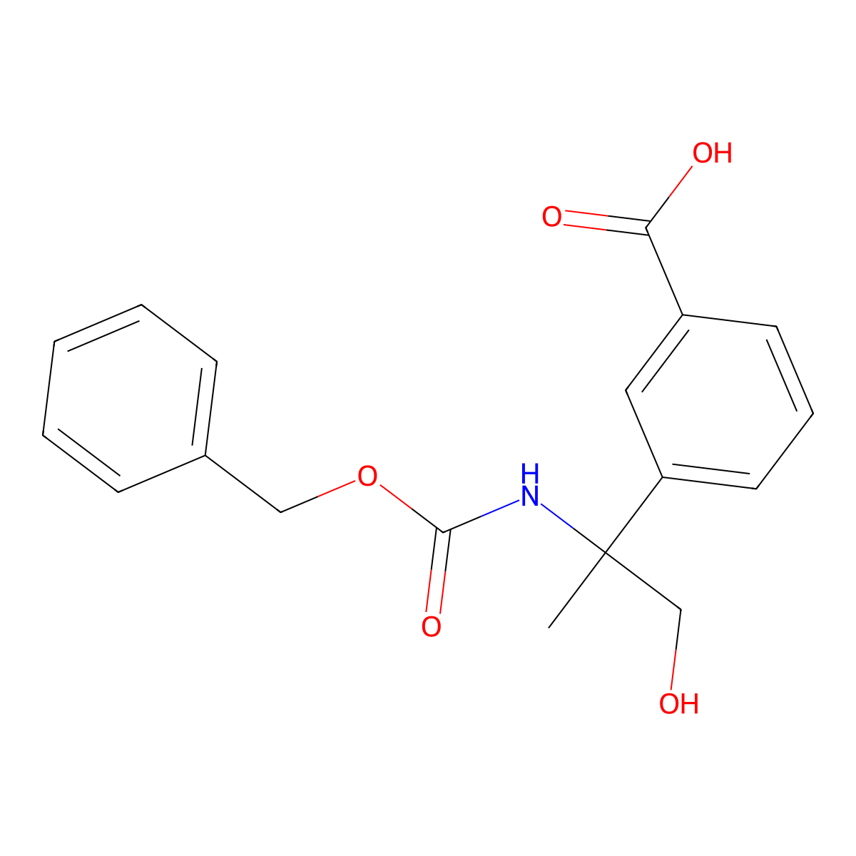 3-(2-{[(Benzyloxy)carbonyl]amino}-1-hydroxypropan-2-yl)benzoic acid molecular structure, CAS 2580243-83-8