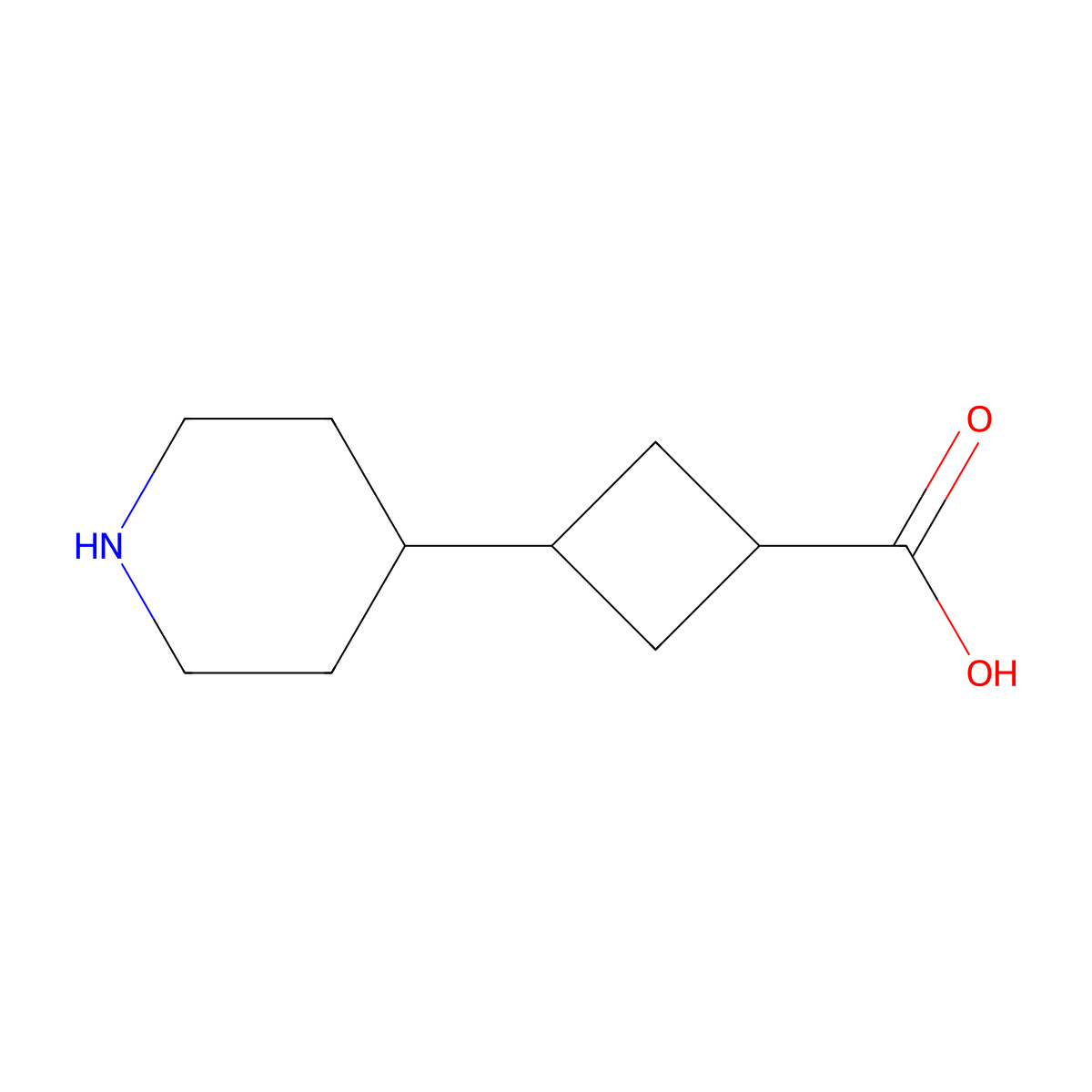 3-(Piperidin-4-yl)cyclobutane-1-carboxylic acid molecular structure, CAS 2580244-05-7