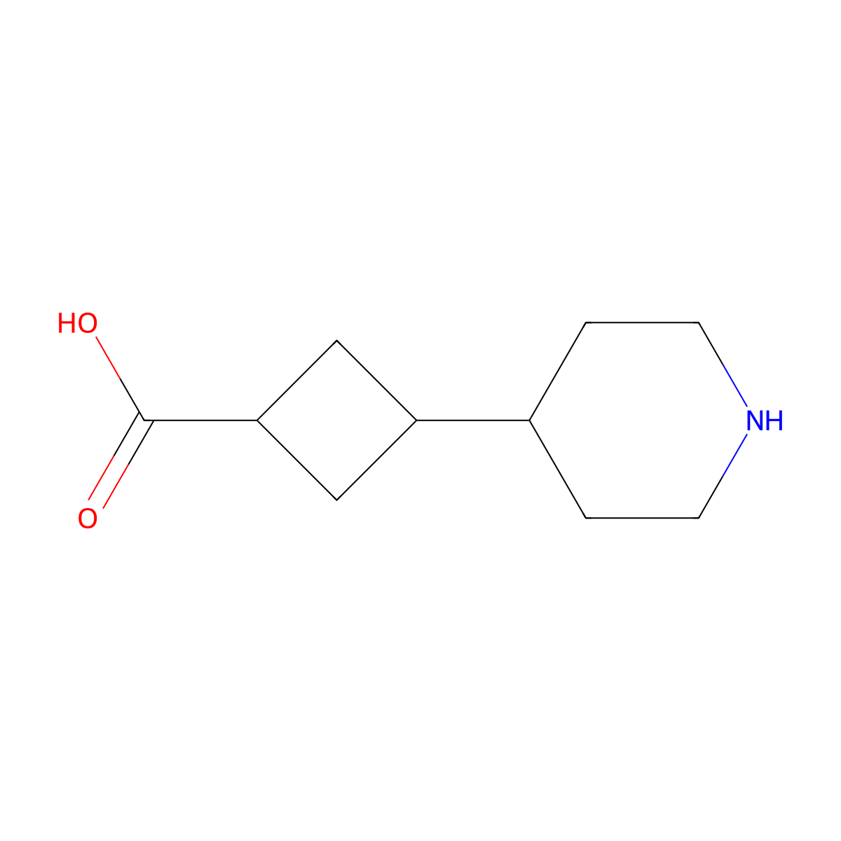 3-(Piperidin-4-yl)cyclobutane-1-carboxylic acid molecular structure, CAS 2580244-05-7