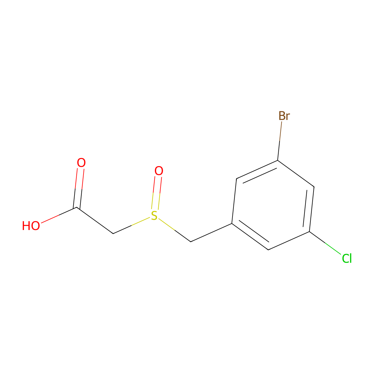 2-[(3-Bromo-5-chlorophenyl)methanesulfinyl]acetic acid molecular structure, CAS 2580244-06-8