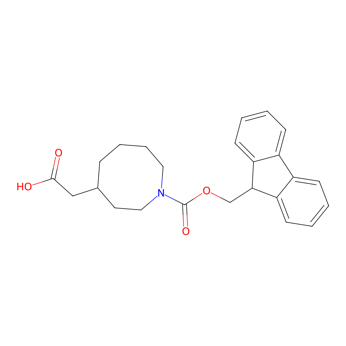2-(1-{[(9H-fluoren-9-yl)methoxy]carbonyl}azocan-4-yl)acetic acid molecular structure, CAS 2580244-21-7