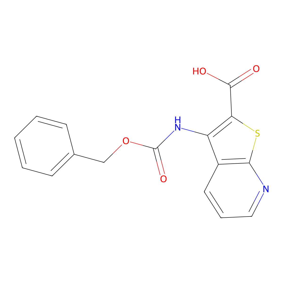 3-{[(Benzyloxy)carbonyl]amino}thieno[2,3-b]pyridine-2-carboxylic acid molecular structure, CAS 2580244-23-9