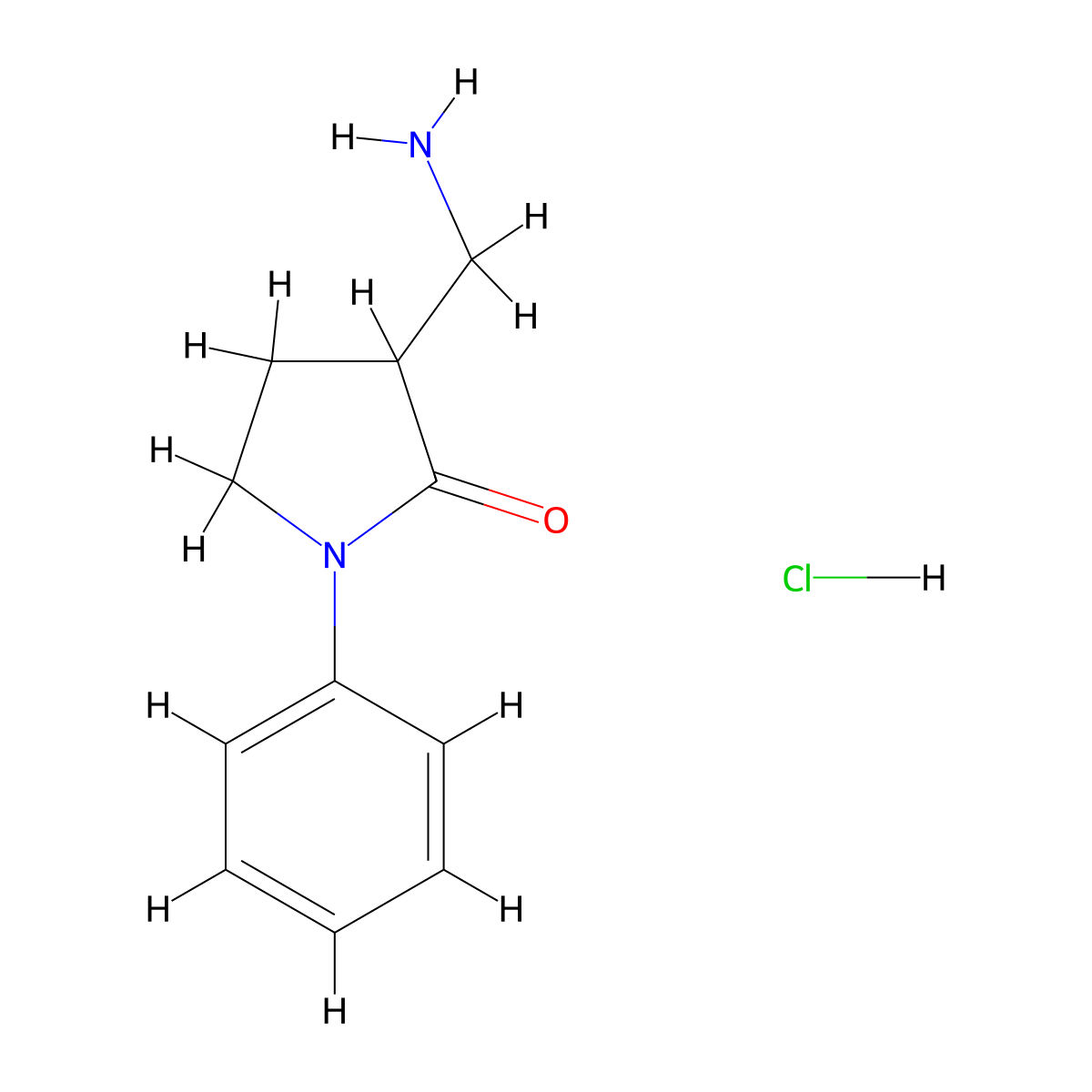 3-(Aminomethyl)-1-phenylpyrrolidin-2-one hydrochloride molecular structure, CAS 2580244-27-3