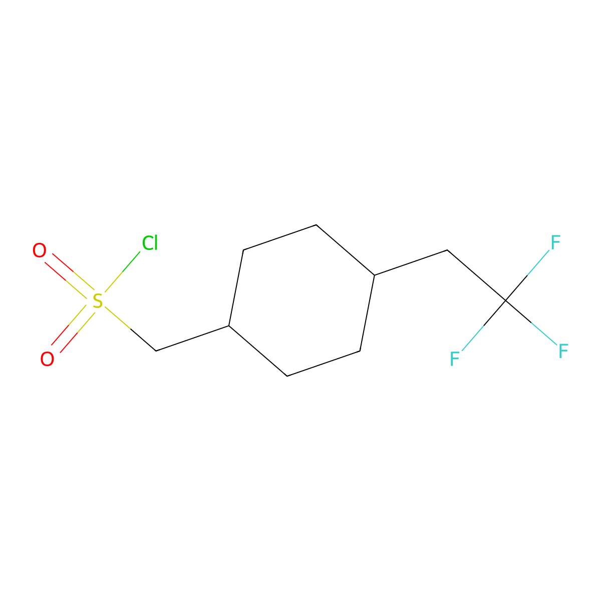 [4-(2,2,2-Trifluoroethyl)cyclohexyl]methanesulfonyl chloride molecular structure, CAS 2580244-28-4