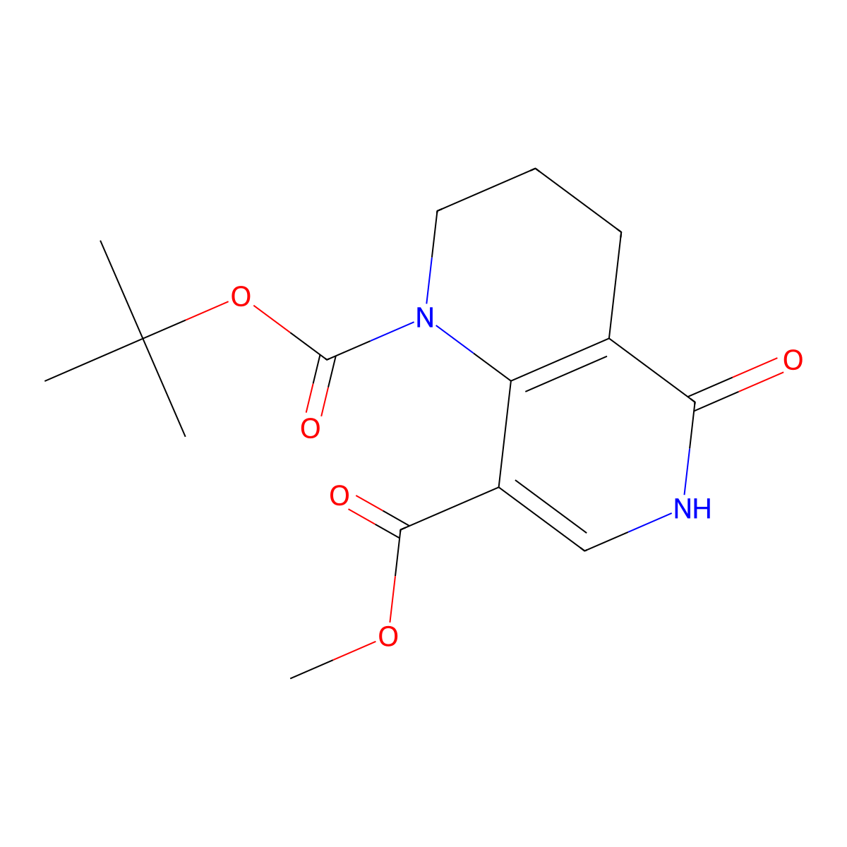1-Tert-butyl 8-methyl 5-hydroxy-1,2,3,4-tetrahydro-1,6-naphthyridine-1,8-dicarboxylate molecular structure, CAS 2580244-32-0