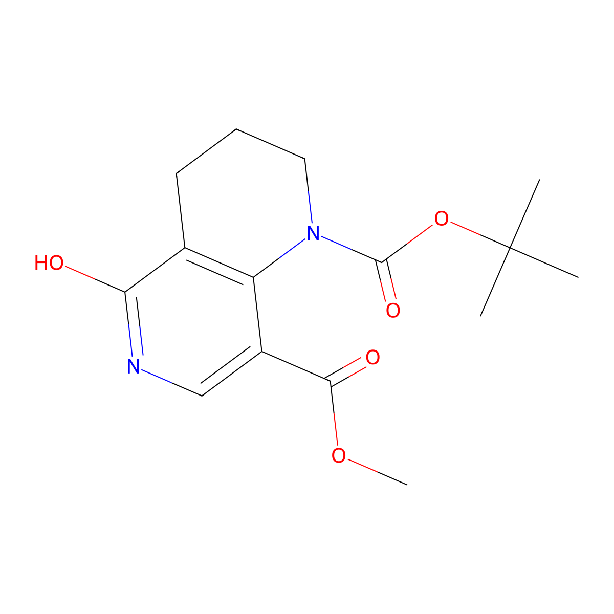 1-Tert-butyl 8-methyl 5-hydroxy-1,2,3,4-tetrahydro-1,6-naphthyridine-1,8-dicarboxylate molecular structure, CAS 2580244-32-0