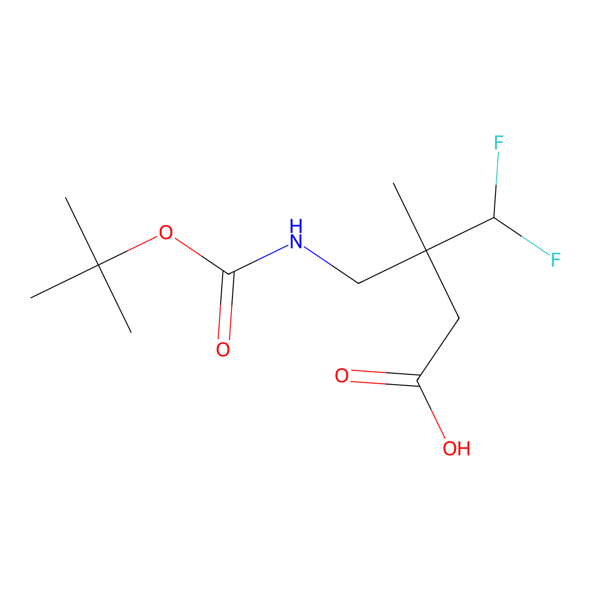 3-({[(Tert-butoxy)carbonyl]amino}methyl)-4,4-difluoro-3-methylbutanoic acid molecular structure, CAS 2580244-33-1