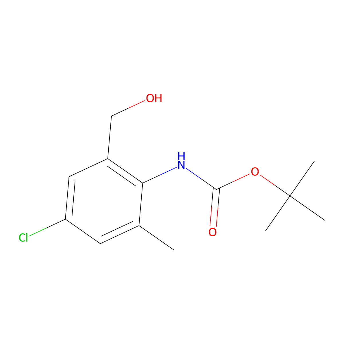 tert-butyl N-[4-chloro-2-(hydroxymethyl)-6-methylphenyl]carbamate molecular structure, CAS 2580244-35-3