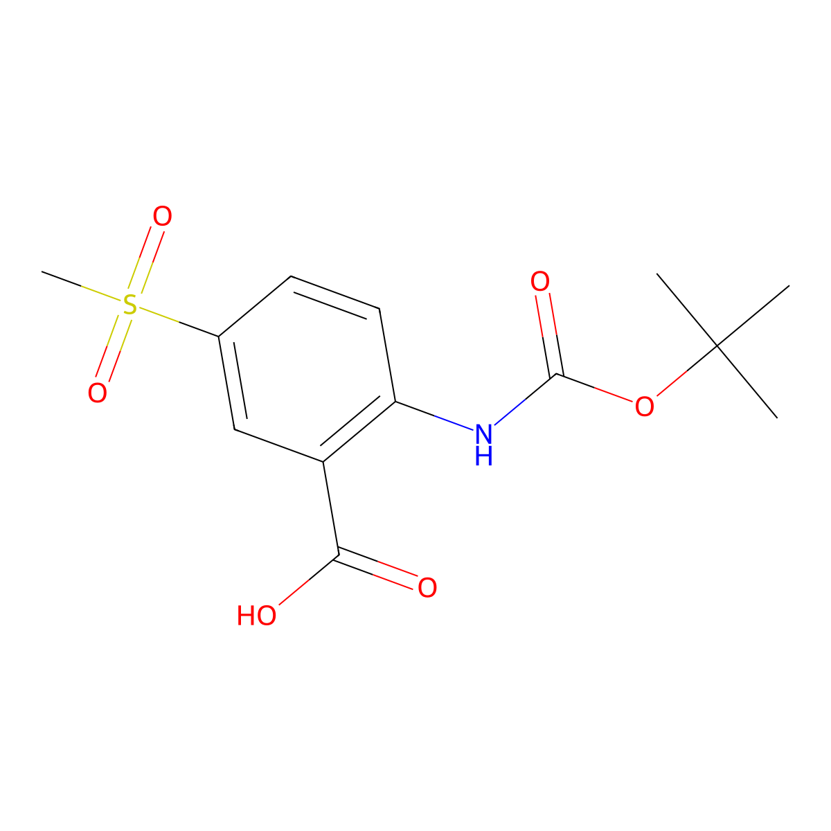 2-{[(Tert-butoxy)carbonyl]amino}-5-methanesulfonylbenzoic acid molecular structure, CAS 2580244-36-4