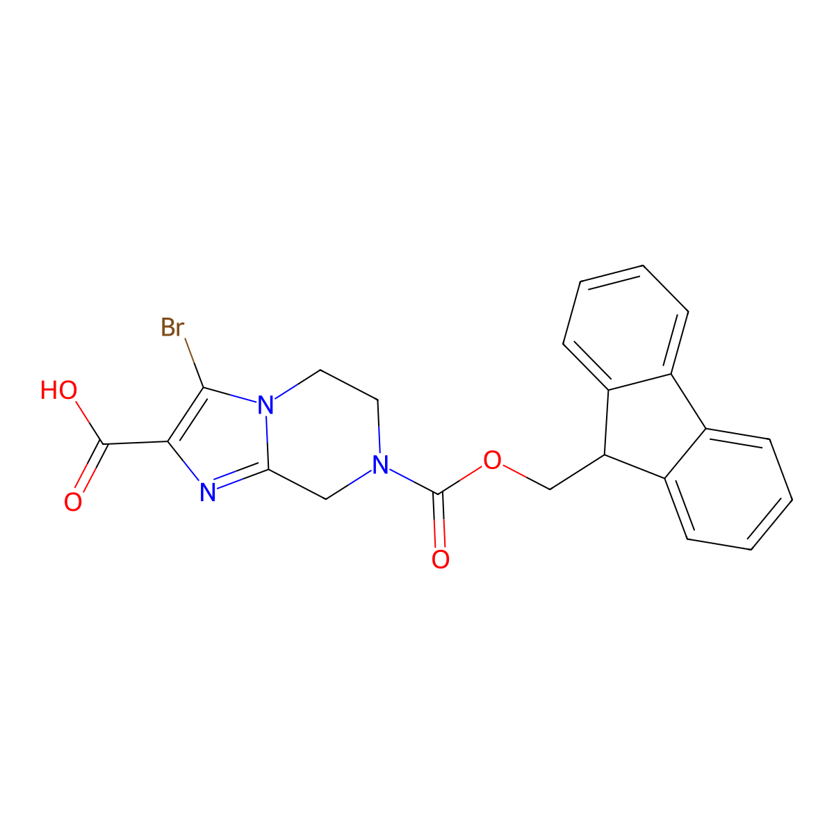3-bromo-7-{[(9H-fluoren-9-yl)methoxy]carbonyl}-5H,6H,7H,8H-imidazo[1,2-a]pyrazine-2-carboxylic acid molecular structure, CAS 2580244-37-5
