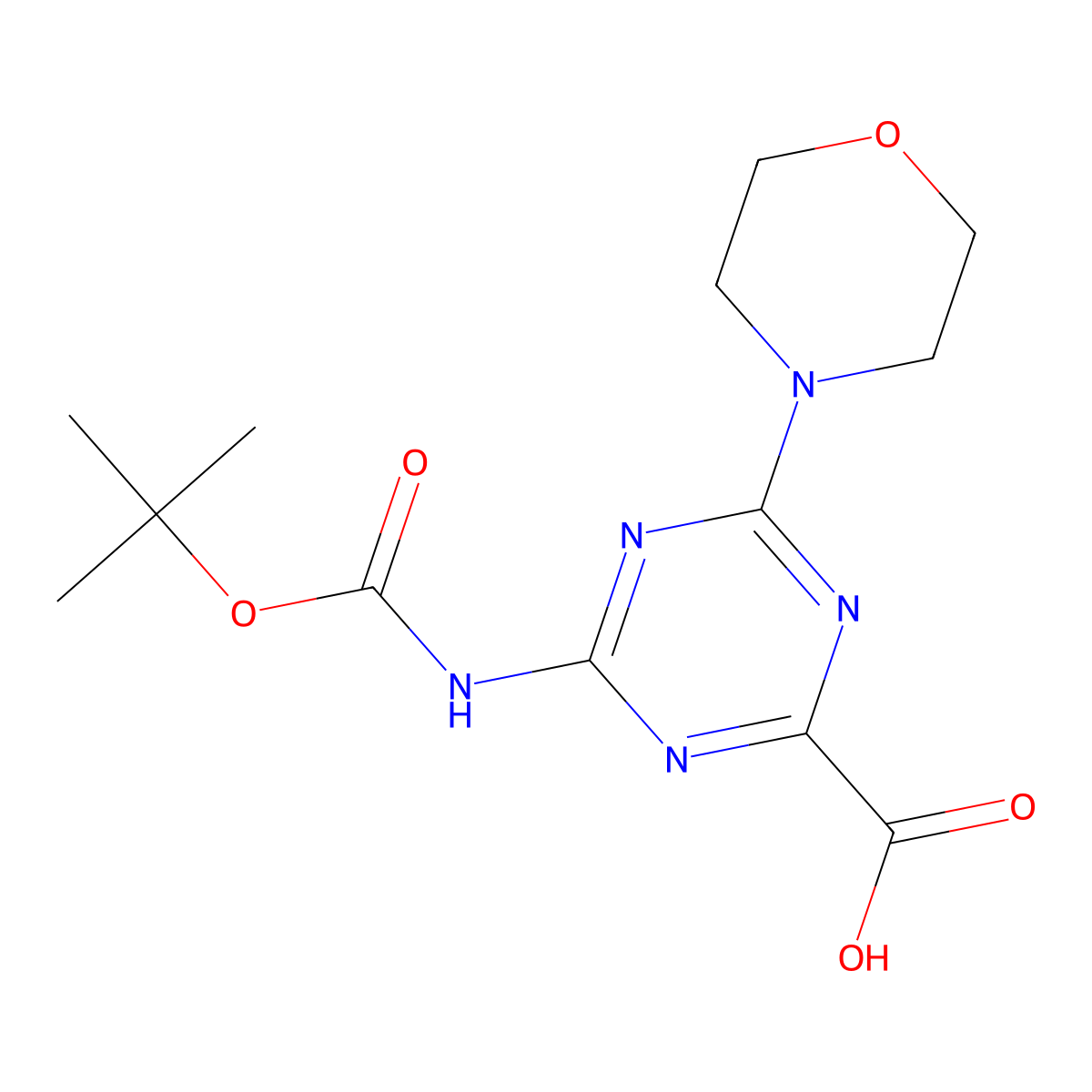 4-{[(Tert-butoxy)carbonyl]amino}-6-(morpholin-4-yl)-1,3,5-triazine-2-carboxylic acid molecular structure, CAS 2580244-42-2