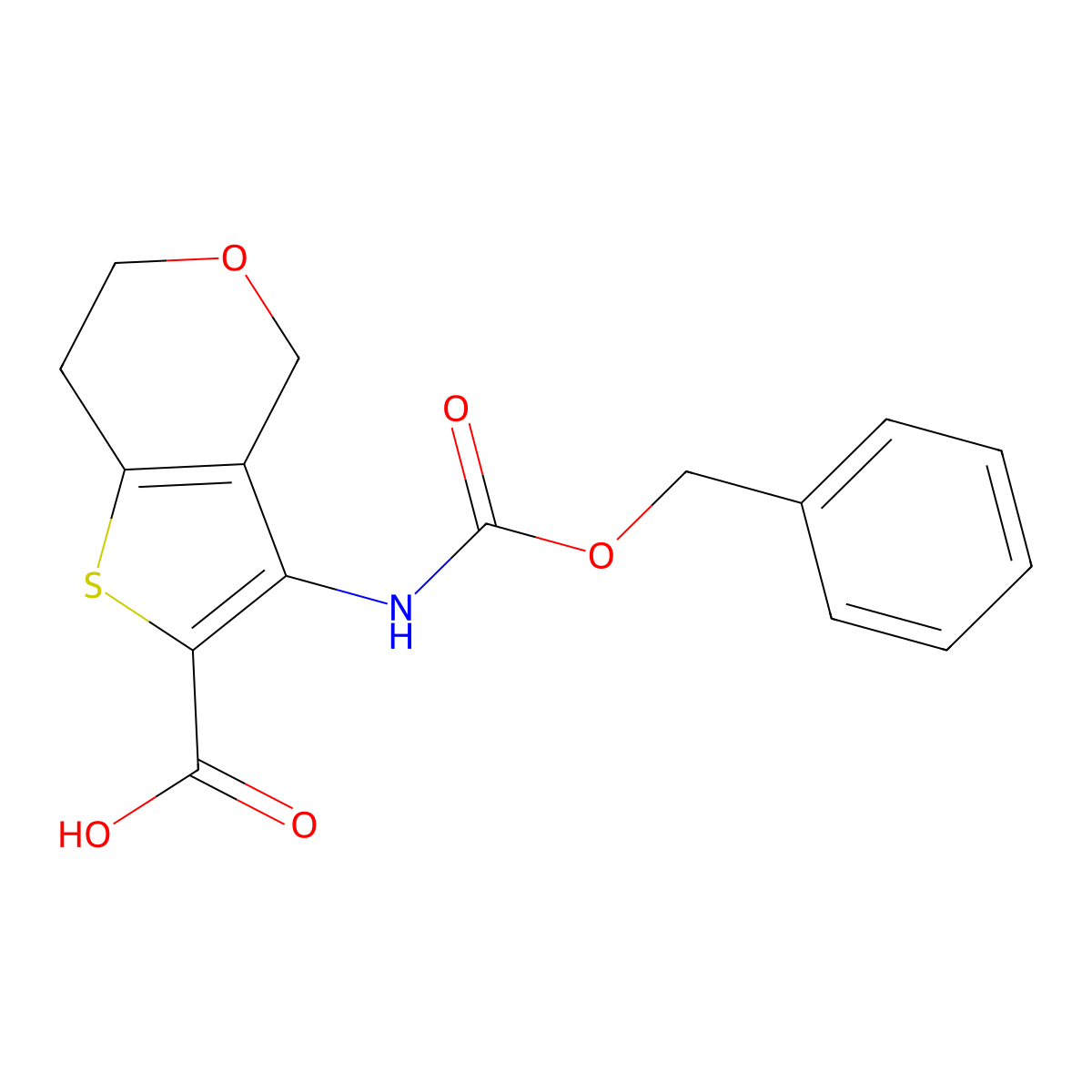3-{[(benzyloxy)carbonyl]amino}-4H,6H,7H-thieno[3,2-c]pyran-2-carboxylic acid molecular structure, CAS 2580244-51-3