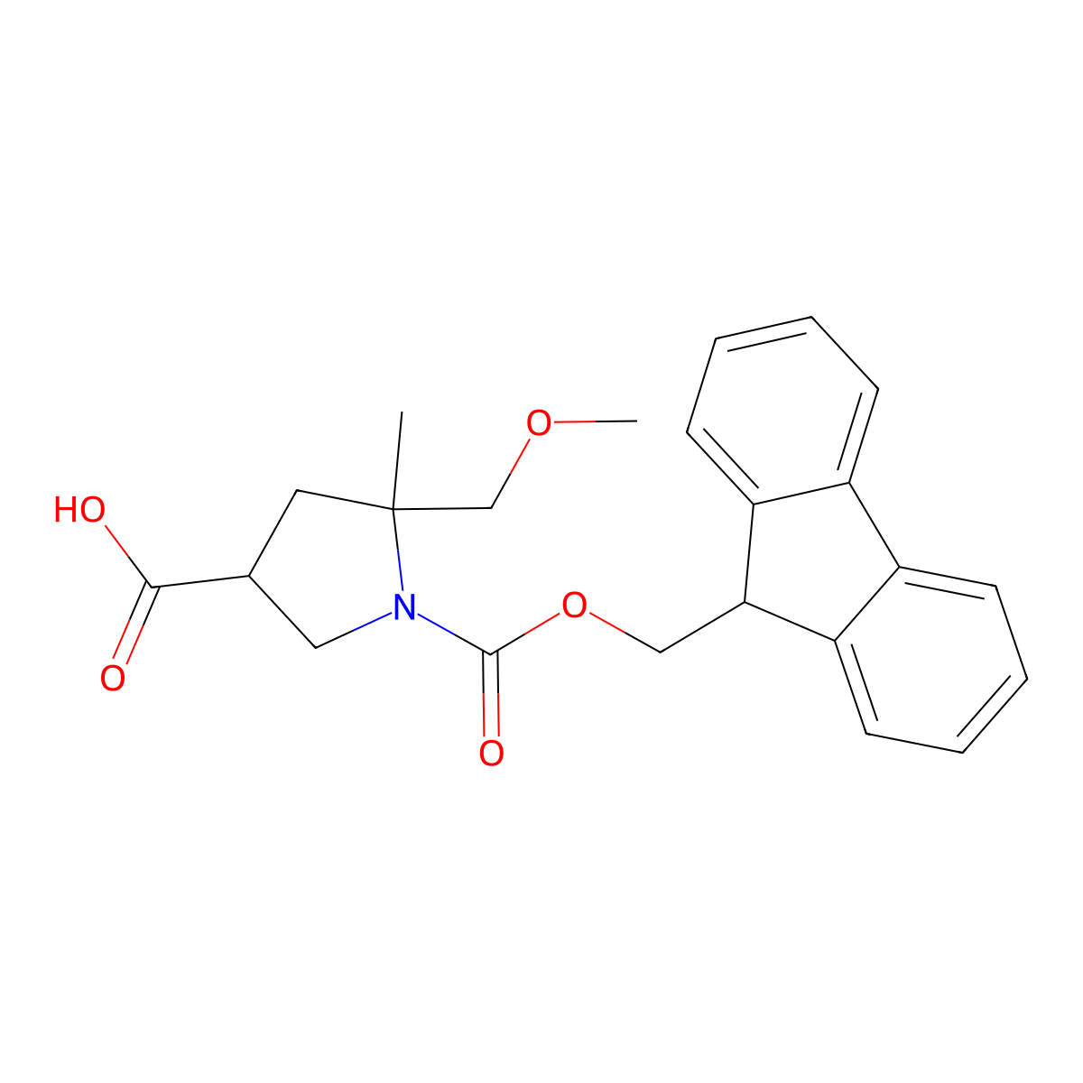 1-{[(9H-fluoren-9-yl)methoxy]carbonyl}-5-(methoxymethyl)-5-methylpyrrolidine-3-carboxylic acid molecular structure, CAS 2580244-65-9