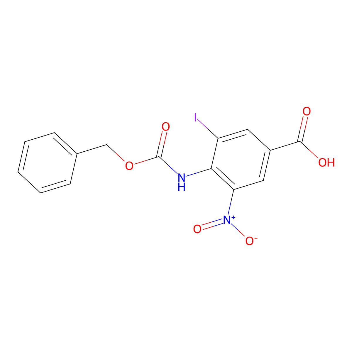 4-{[(Benzyloxy)carbonyl]amino}-3-iodo-5-nitrobenzoic acid molecular structure, CAS 2580248-18-4