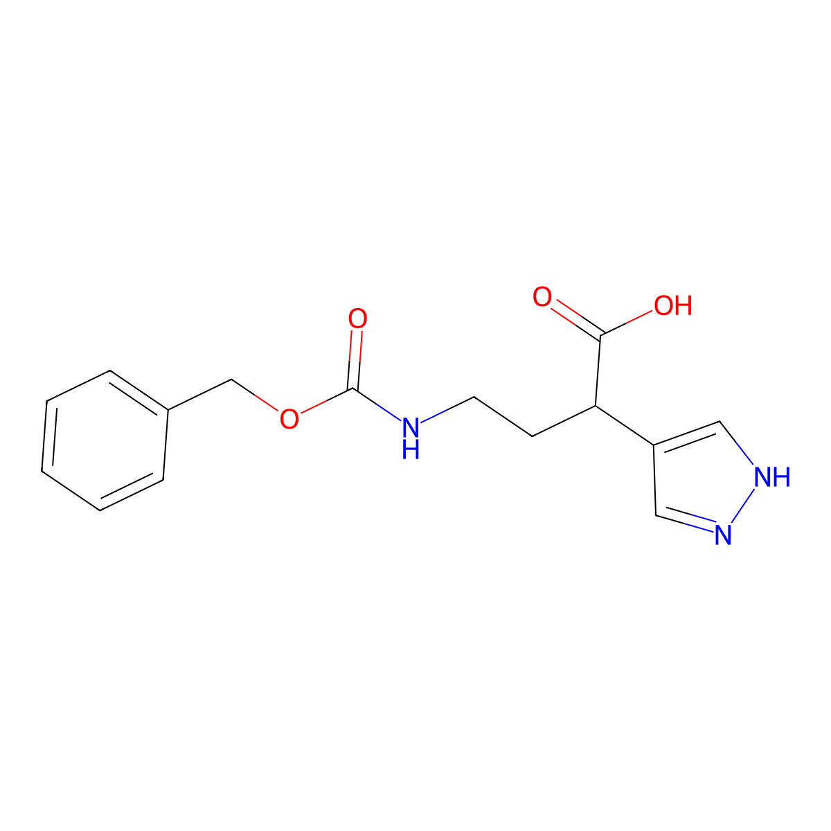 4-{[(benzyloxy)carbonyl]amino}-2-(1H-pyrazol-4-yl)butanoic acid molecular structure, CAS 2580248-21-9