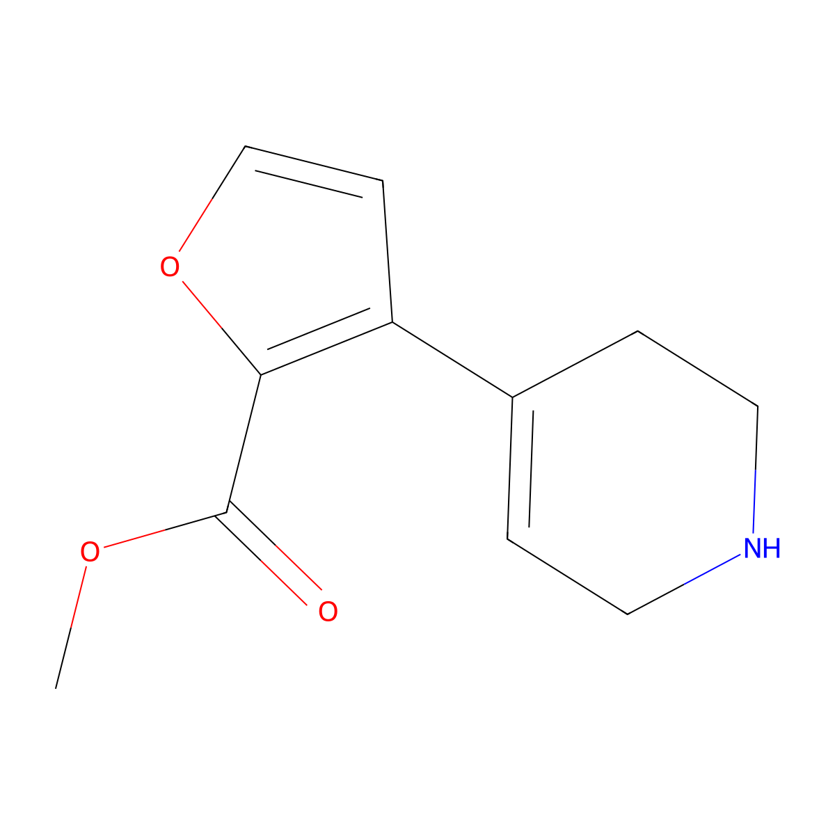 Methyl 3-(1,2,3,6-tetrahydropyridin-4-yl)furan-2-carboxylate molecular structure, CAS 2580248-25-3