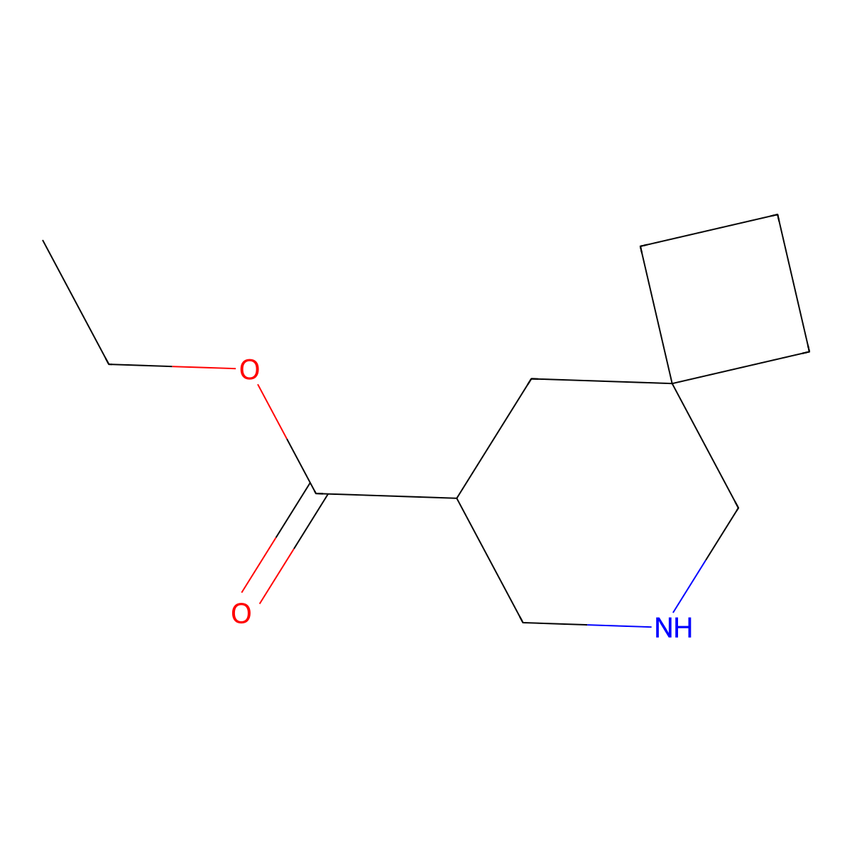 Ethyl 6-azaspiro[3.5]nonane-8-carboxylate molecular structure, CAS 2580248-38-8