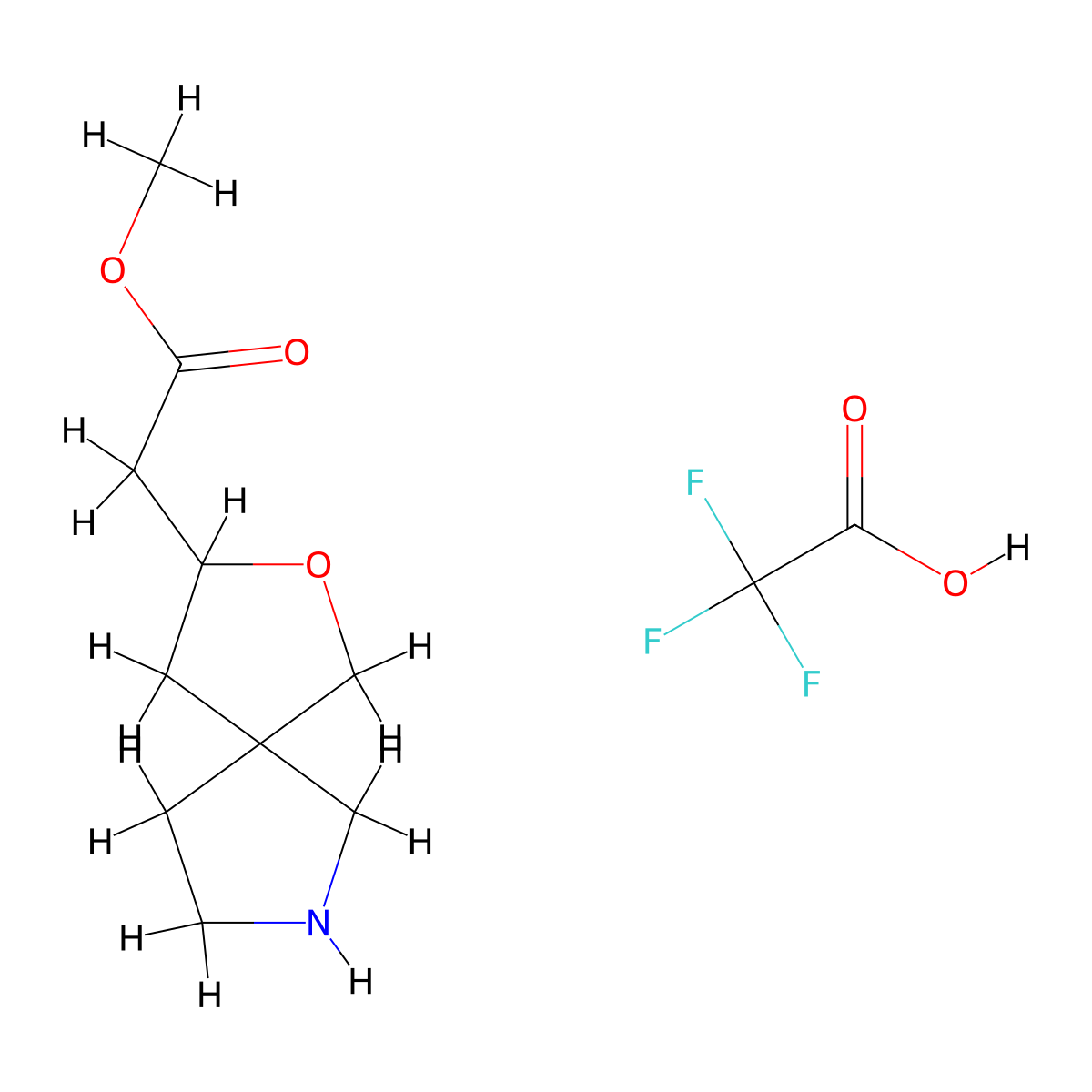 Methyl 2-{2-oxa-7-azaspiro[4.4]nonan-3-yl}acetate; trifluoroacetic acid molecular structure, CAS 2580248-39-9