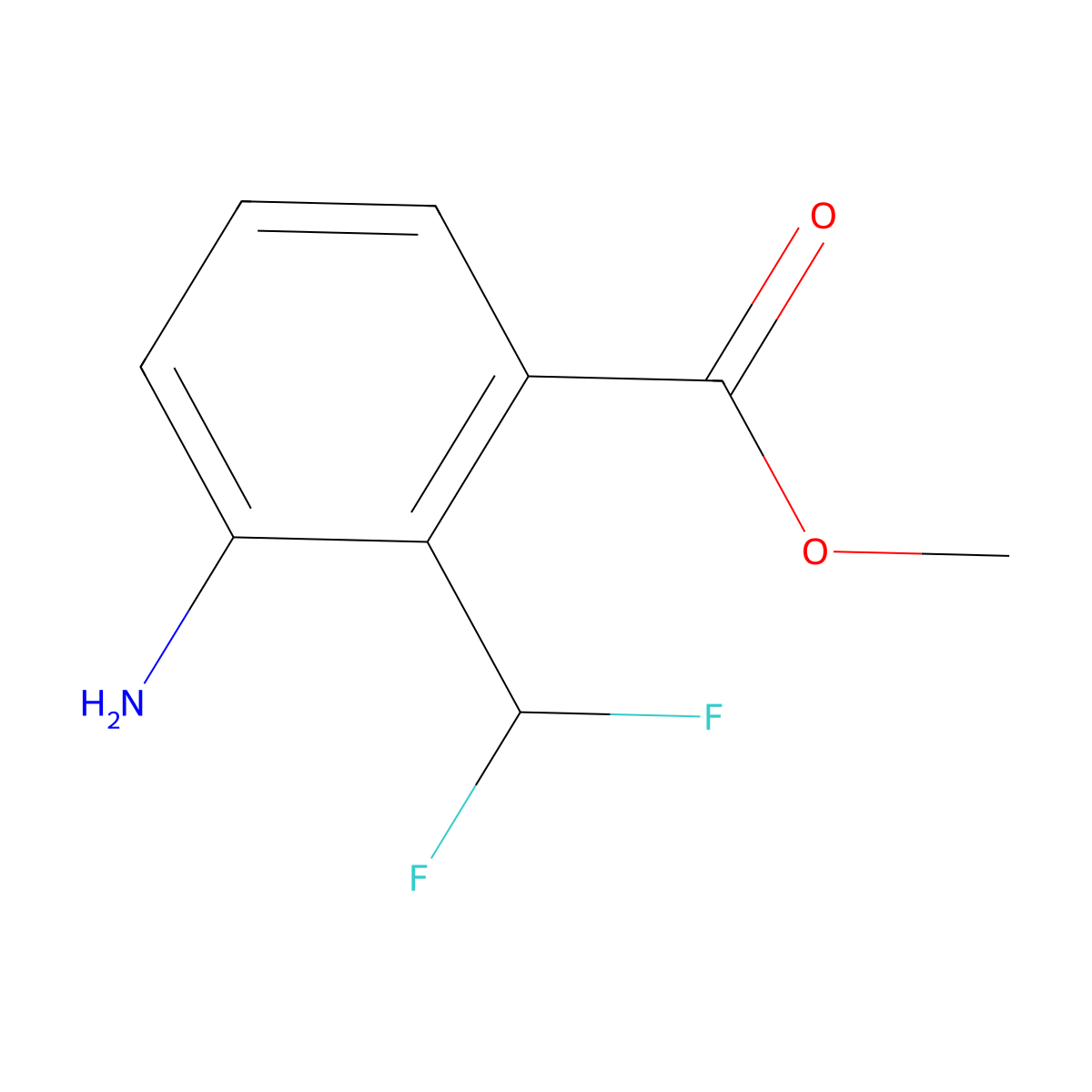 Methyl 3-amino-2-(difluoromethyl)benzoate molecular structure, CAS 2580248-45-7