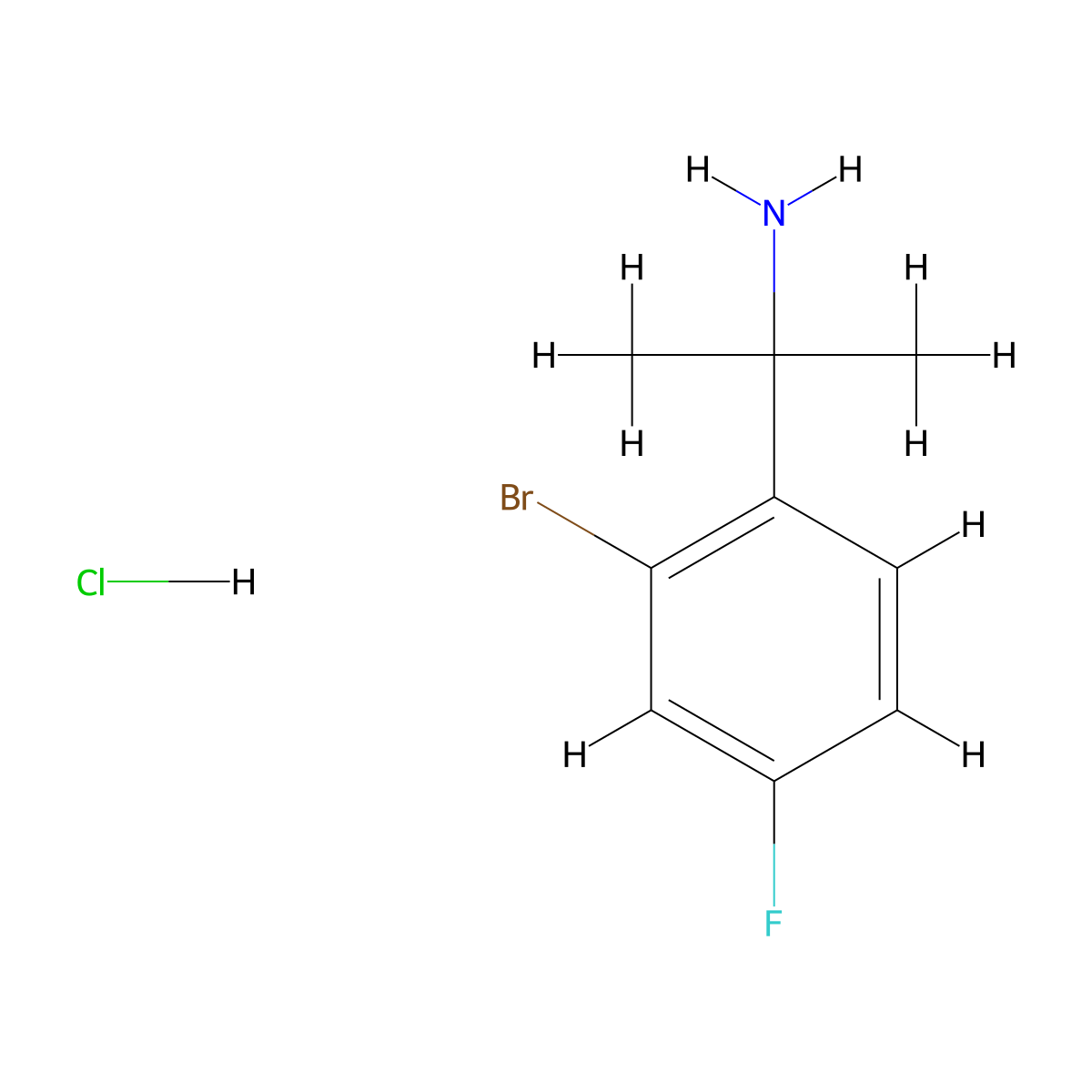 2-(2-Bromo-4-fluorophenyl)propan-2-aminehydrochloride molecular structure, CAS 2580248-51-5