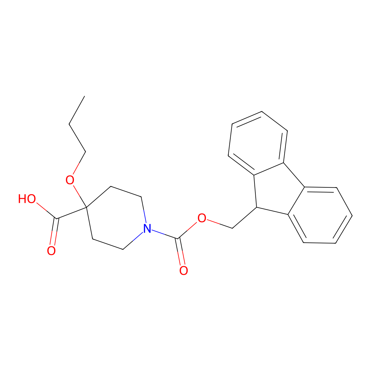 1-{[(9H-fluoren-9-yl)methoxy]carbonyl}-4-propoxypiperidine-4-carboxylic acid molecular structure, CAS 2580248-52-6