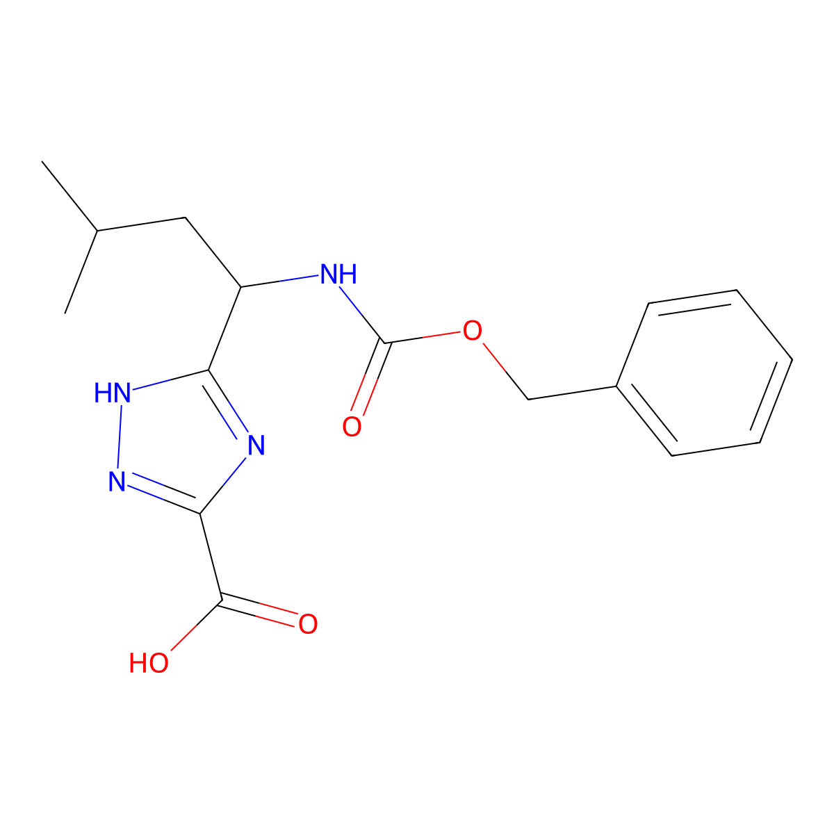 3-(1-{[(benzyloxy)carbonyl]amino}-3-methylbutyl)-1H-1,2,4-triazole-5-carboxylic acid molecular structure, CAS 2580248-54-8