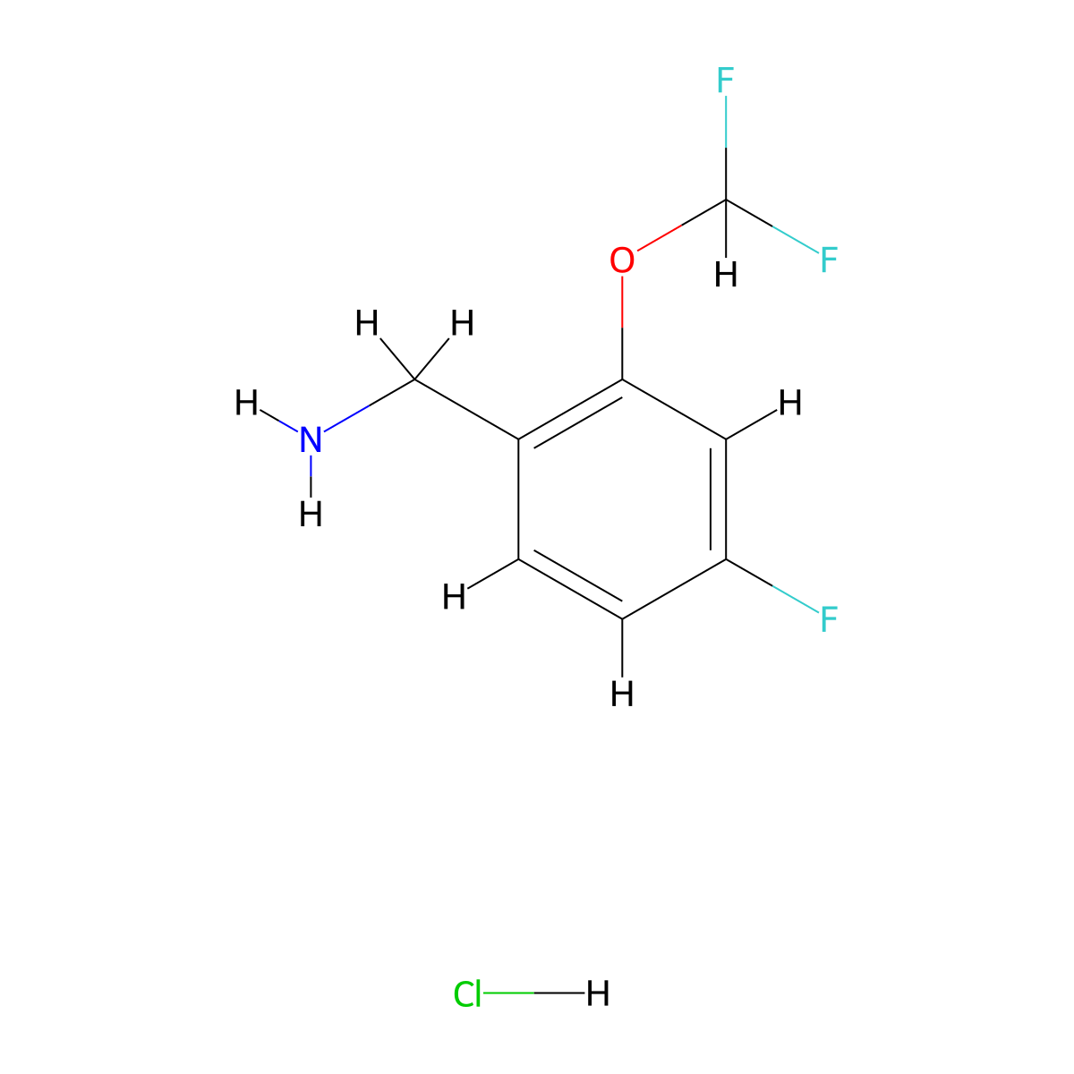 1-(2-(Difluoromethoxy)-4-fluorophenyl)methanamine hydrochloride molecular structure, CAS 2580248-58-2