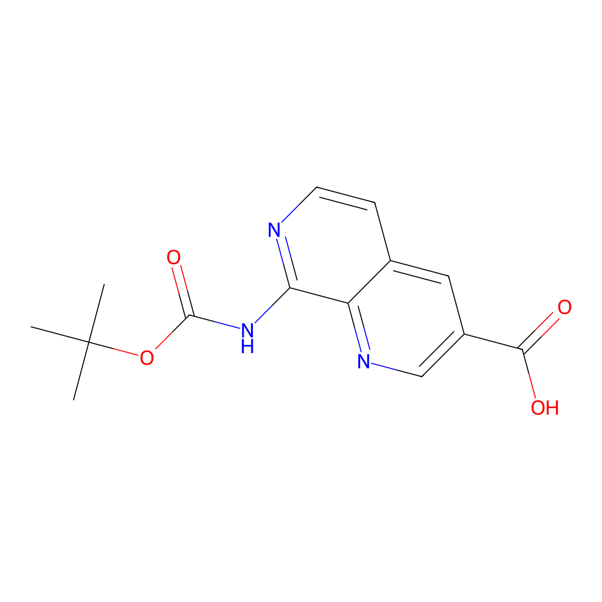 8-{[(Tert-butoxy)carbonyl]amino}-1,7-naphthyridine-3-carboxylic acid molecular structure, CAS 2580248-65-1
