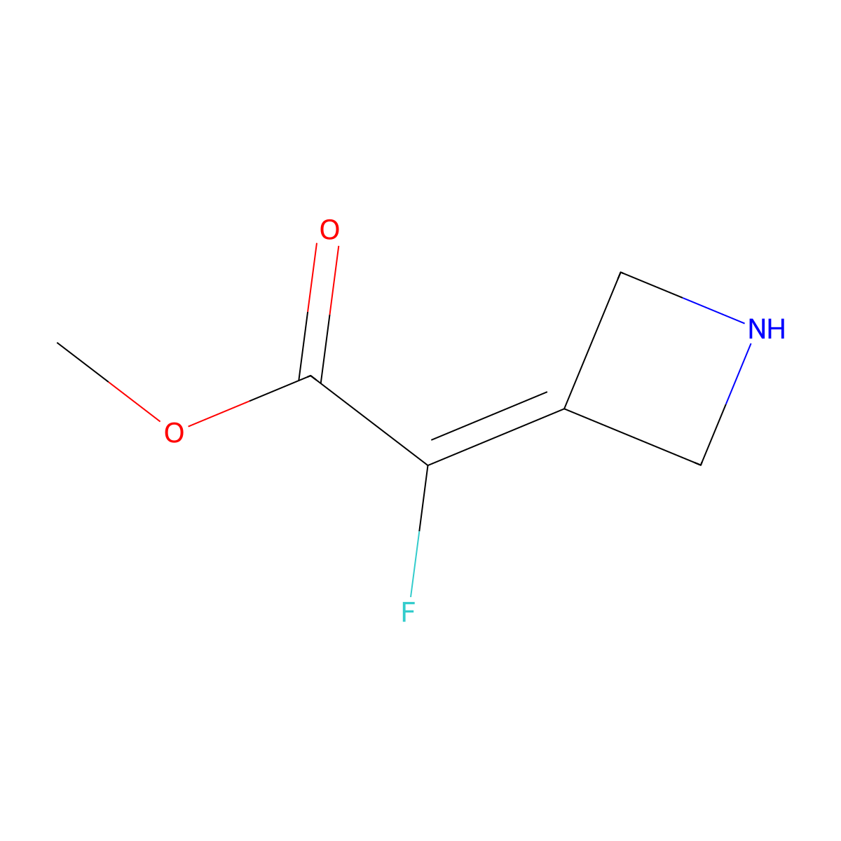 Methyl 2-(azetidin-3-ylidene)-2-fluoroacetate molecular structure, CAS 2580248-72-0