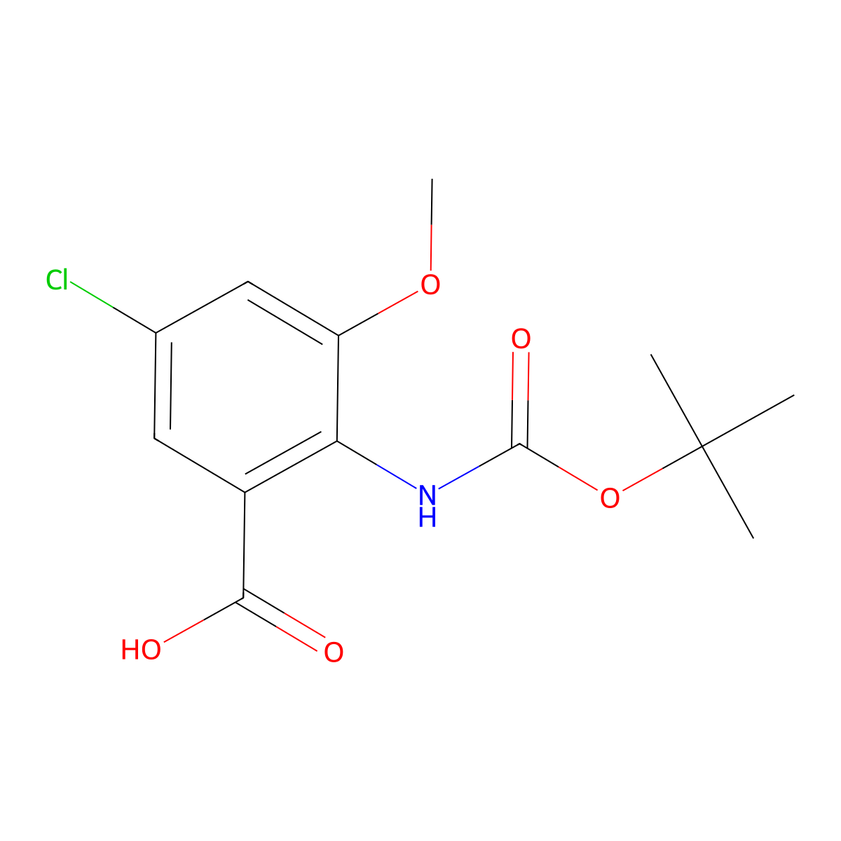 2-{[(Tert-butoxy)carbonyl]amino}-5-chloro-3-methoxybenzoic acid molecular structure, CAS 2580248-76-4