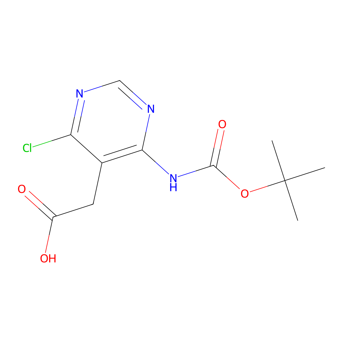 2-(4-{[(Tert-butoxy)carbonyl]amino}-6-chloropyrimidin-5-yl)acetic acid molecular structure, CAS 2580248-77-5