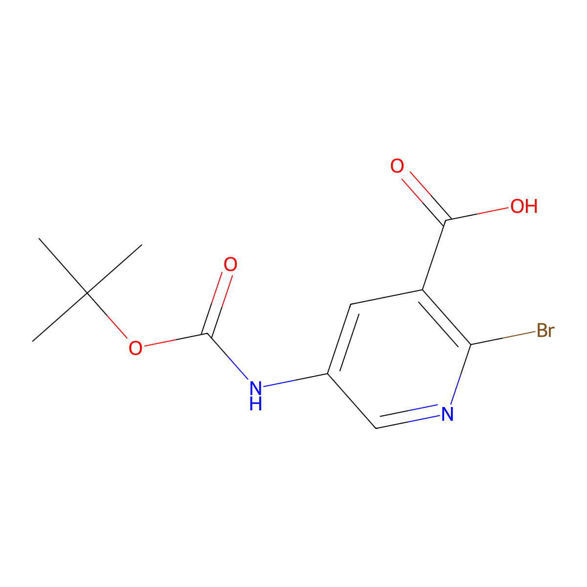 2-Bromo-5-{[(tert-butoxy)carbonyl]amino}pyridine-3-carboxylic acid molecular structure, CAS 2580248-82-2
