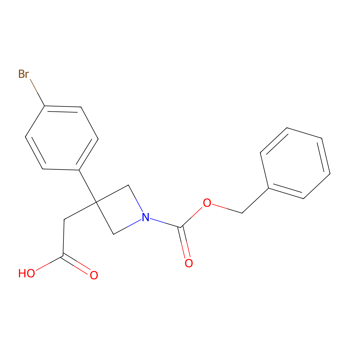 2-{1-[(Benzyloxy)carbonyl]-3-(4-bromophenyl)azetidin-3-yl}acetic acid molecular structure, CAS 2580248-84-4