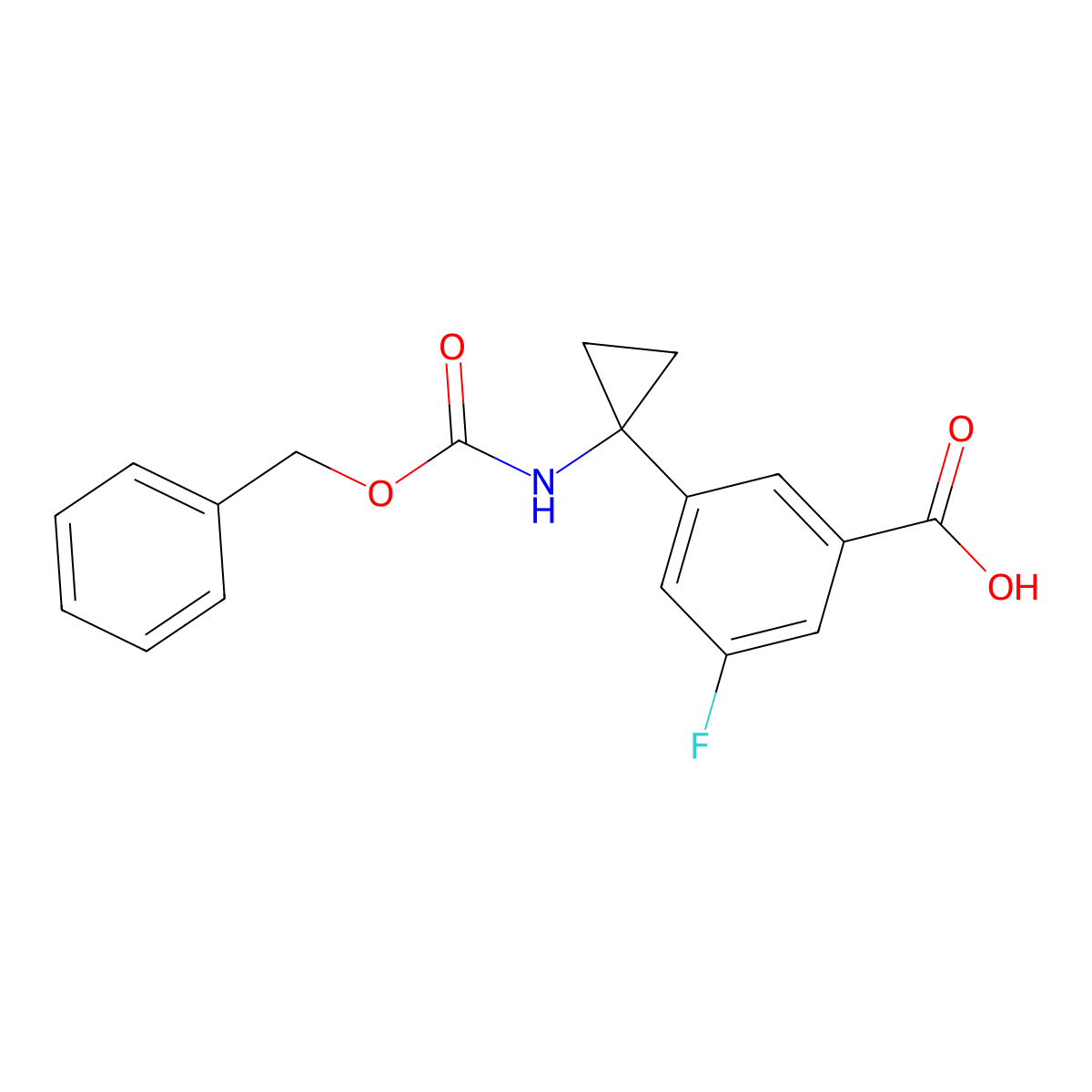 3-(1-{[(Benzyloxy)carbonyl]amino}cyclopropyl)-5-fluorobenzoic acid molecular structure, CAS 2580248-86-6