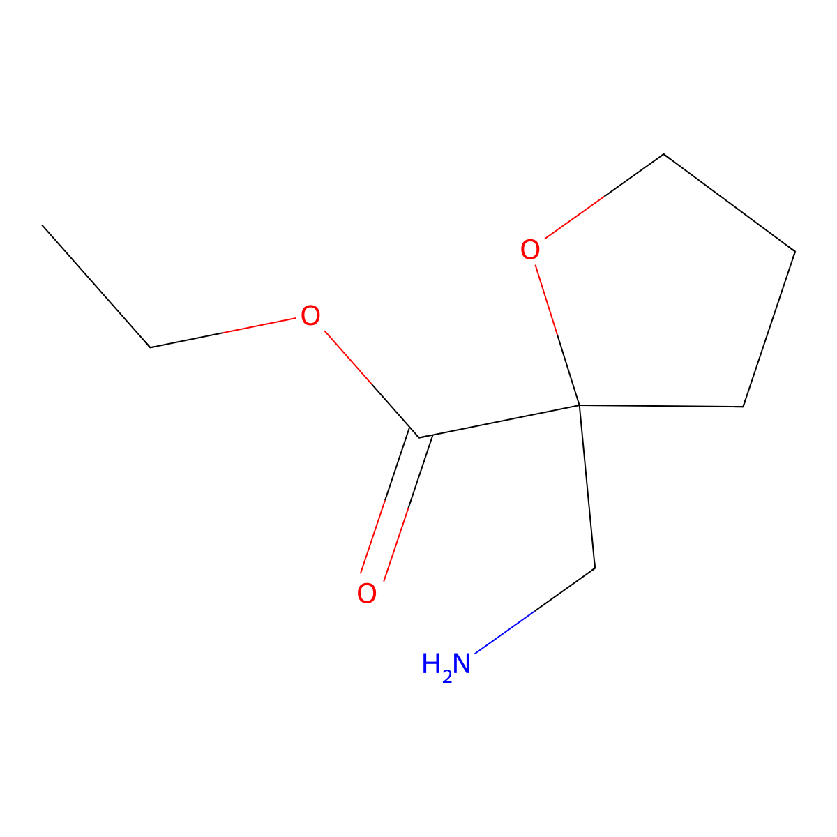 Ethyl 2-(aminomethyl)oxolane-2-carboxylate molecular structure, CAS 2580248-96-8