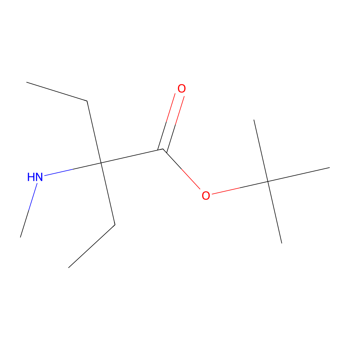 Tert-butyl 2-ethyl-2-(methylamino)butanoate molecular structure, CAS 2580249-01-8