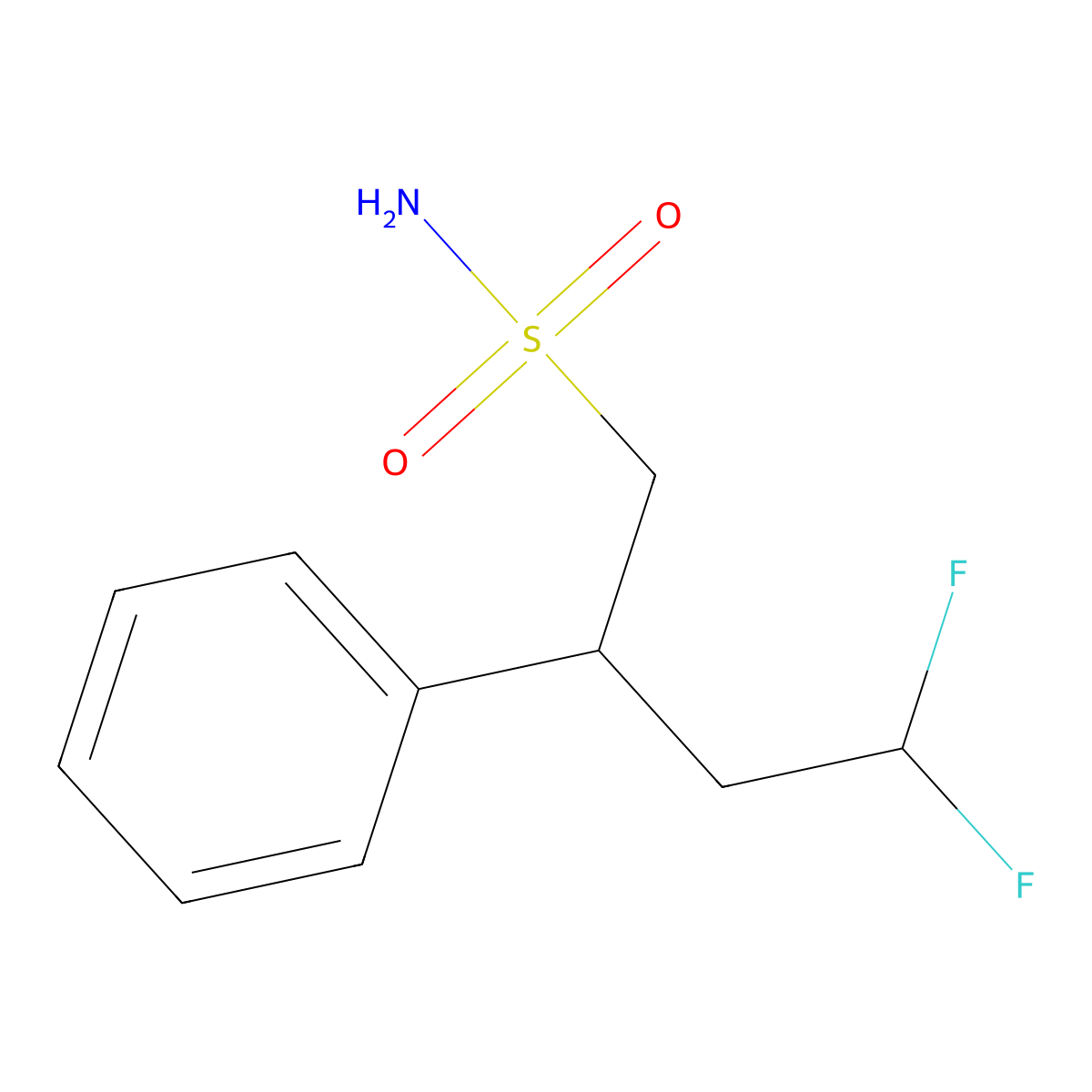 4,4-Difluoro-2-phenylbutane-1-sulfonamide molecular structure, CAS 2580249-09-6